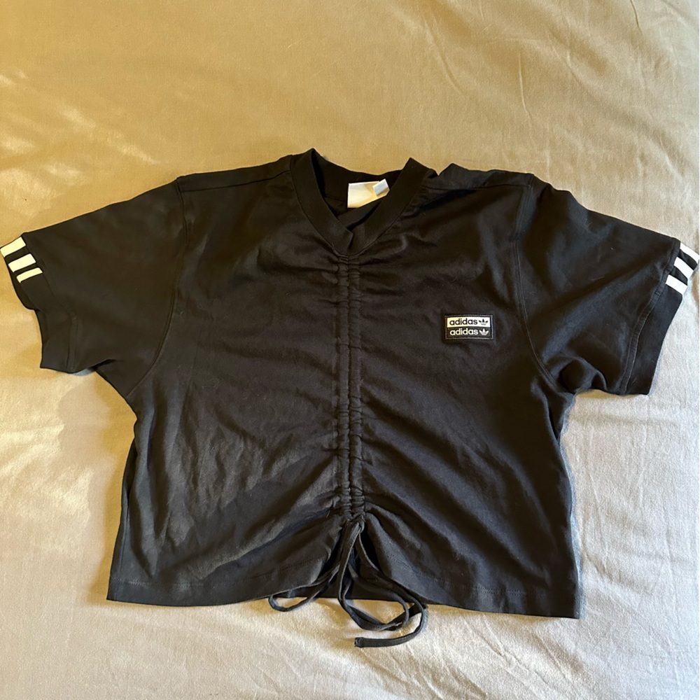 Adidas Ruched Drawstring Cropped Tee - Picture 2 of 5